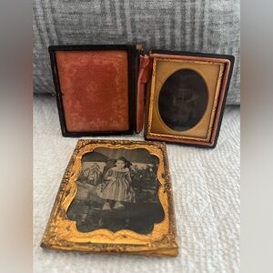 Lot (2) Antique Children Photos Tintype Civil War Era 1800's - Needs TLC (F&G)